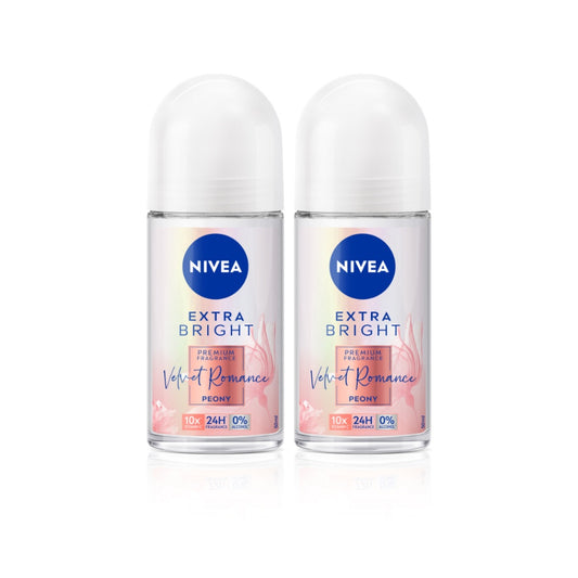 Nivea Extra Bright Peony Deo Antiperspirant Roll On 50ml Pack of 2