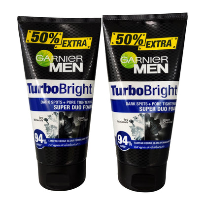 Garnier Men TurboBright Icy Minerals and Charcoal Face Wash Pack of 2