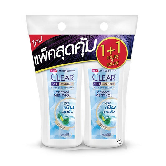 Clear Anti Dandruff Shampoo Ice Cool Menthol Pack of 2