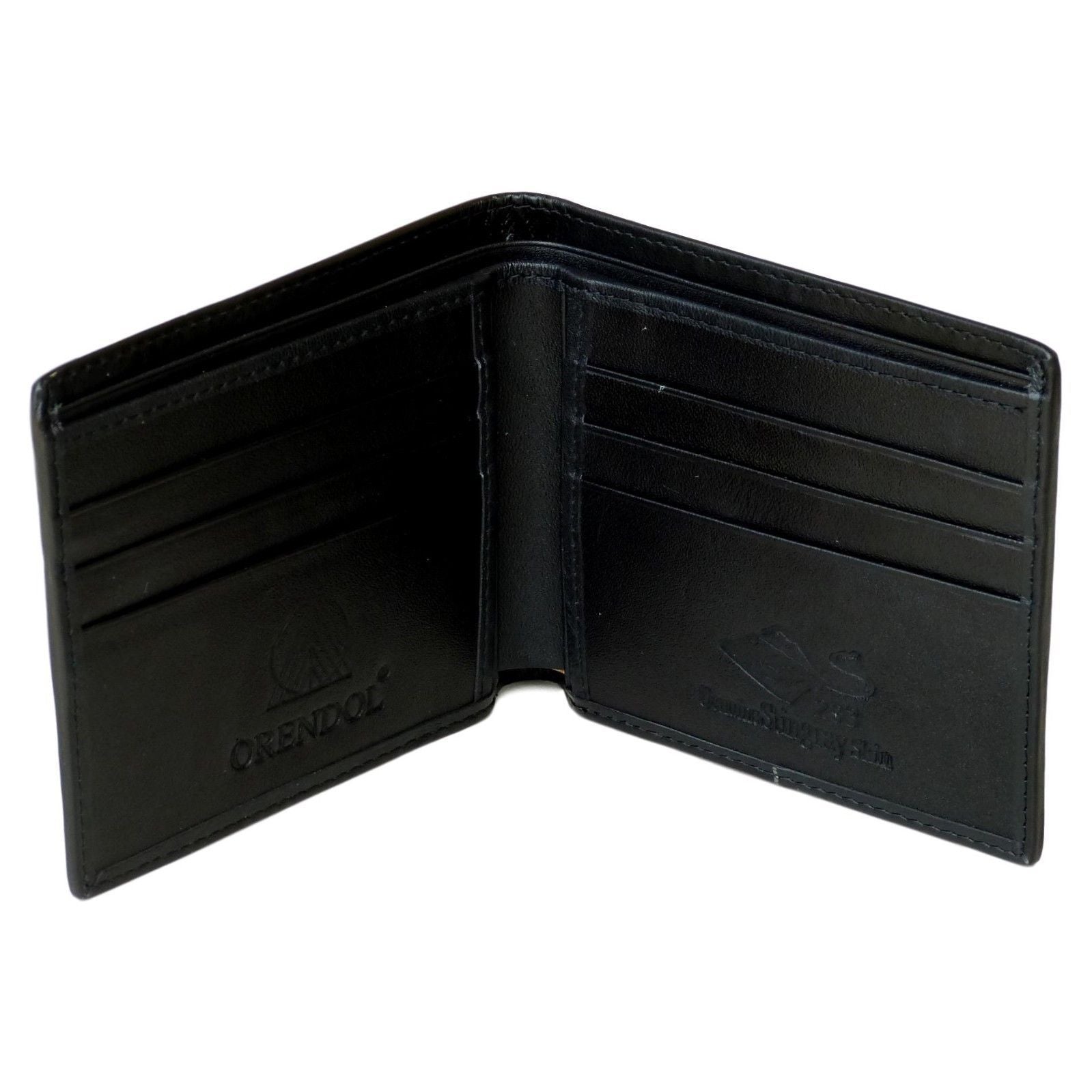 Genuine Stingray Skin Mens Wallet Slim Bifold Black with One Spine - Asian Beauty Supply