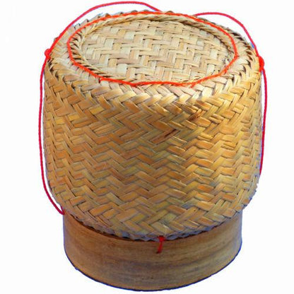 Thai Isaan Rattan and Bamboo Sticky Rice Serving Basket 5 Inch Diameter - Asian Beauty Supply