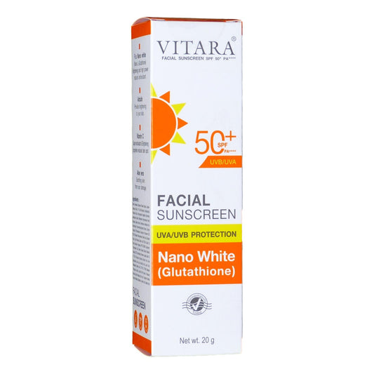 Vitara Facial Sunscreen With Nano White Glutathione SPF 50 20 grams - Asian Beauty Supply