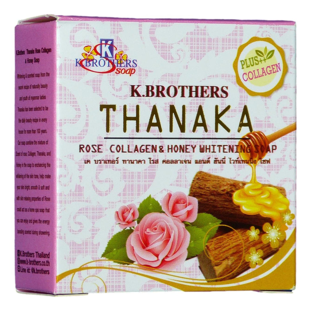 K.Brothers Thanaka Rose Collagen & Honey Whitening Soap 60g (Pack of 6) - Asian Beauty Supply
