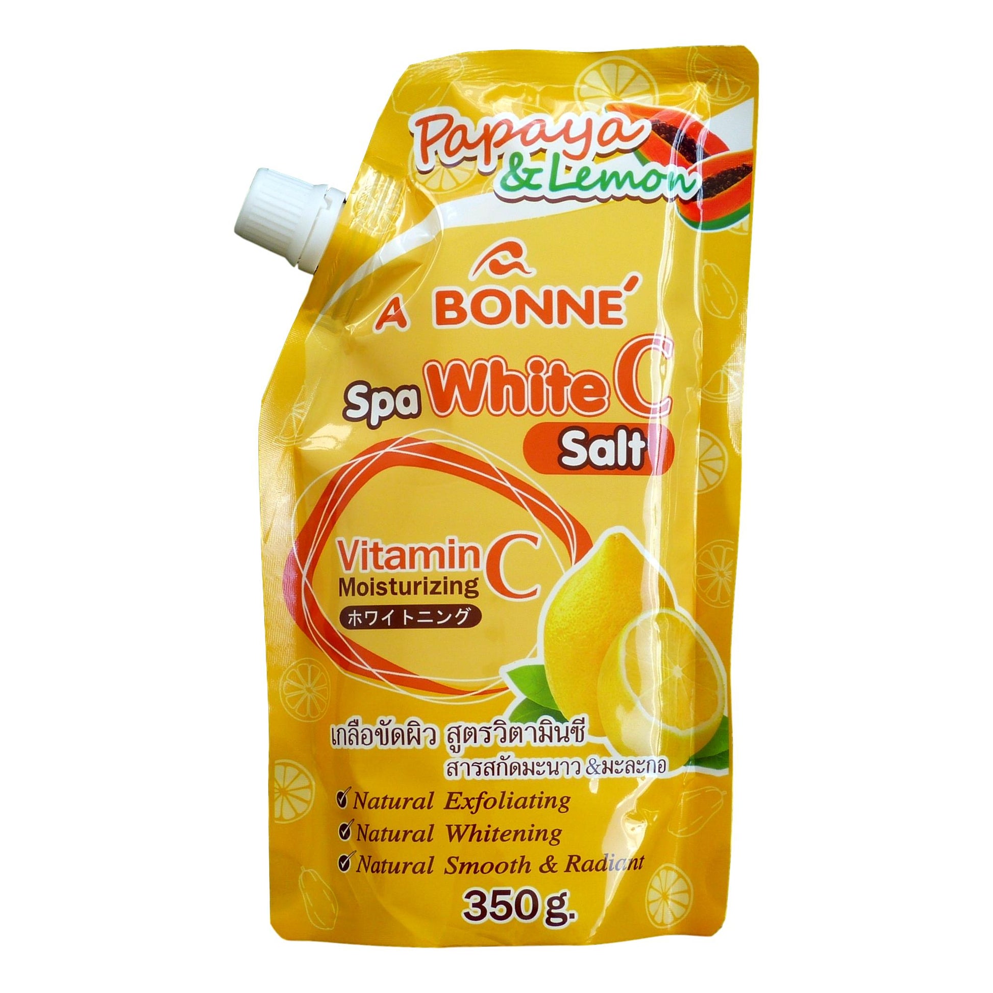 A Bonne Papays & Lemon Spa Salt Moisturizes Whitens and Softens Skin 350g - Asian Beauty Supply