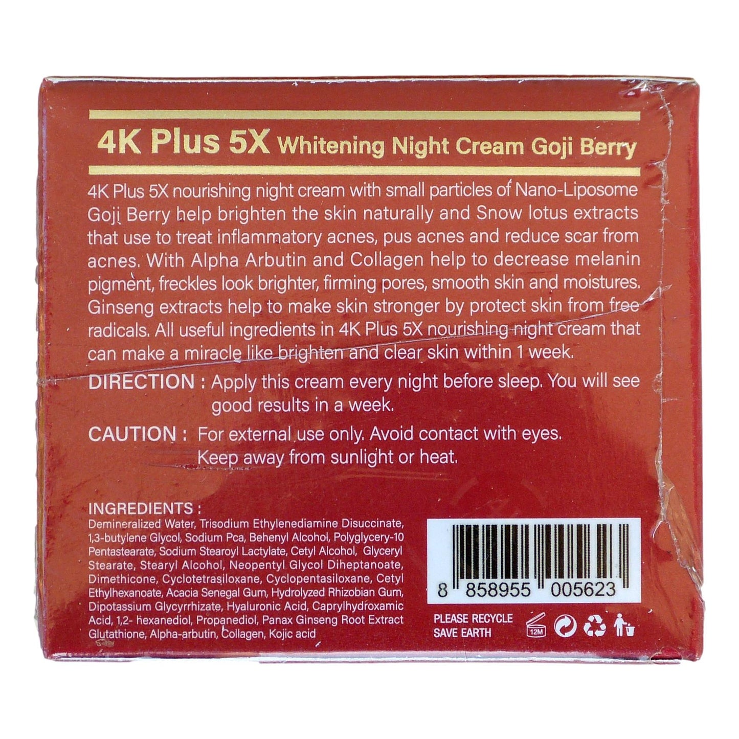 4K Plus Whitening Night Cream Goji Berry - Asian Beauty Supply