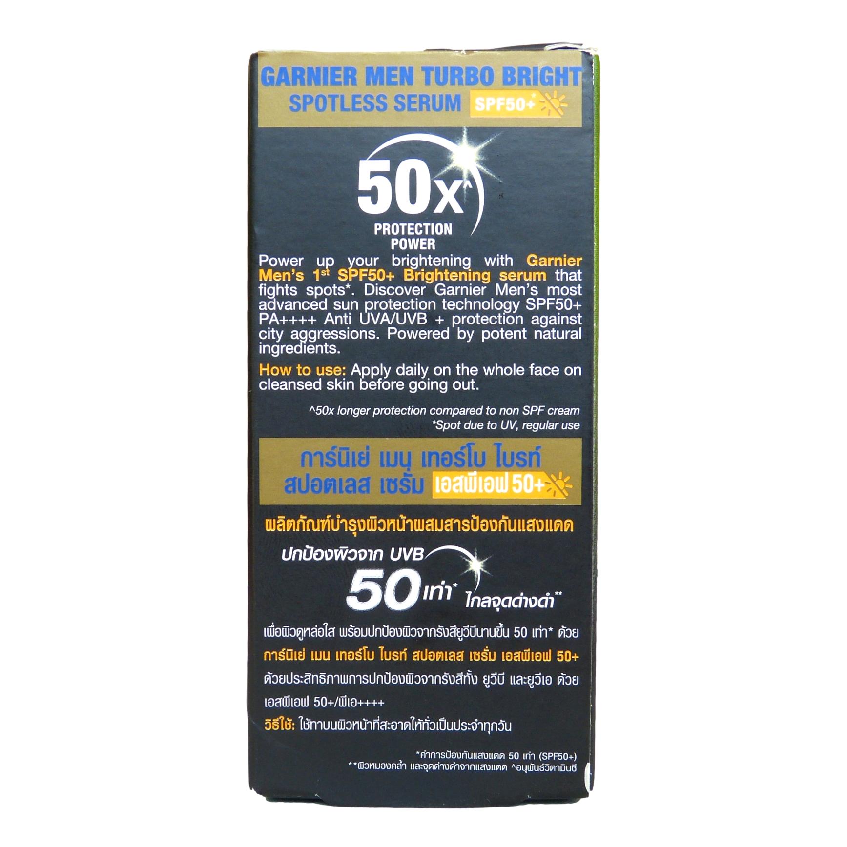 Garnier Men Turbo Bright Oil Control Spotless Serum SPF50 Pack of 2 - Asian Beauty Supply