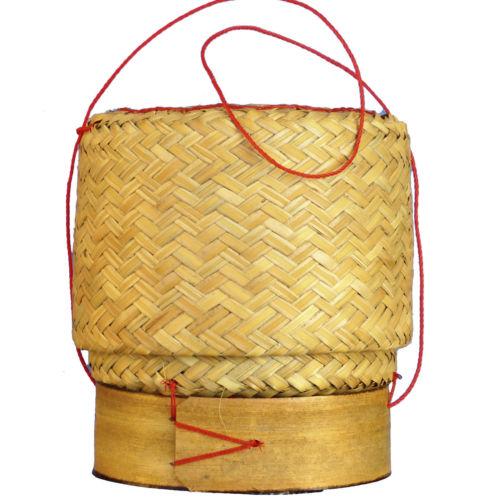 Thai Isaan Rattan and Bamboo Sticky Rice Serving Basket 5 Inch Diameter - Asian Beauty Supply