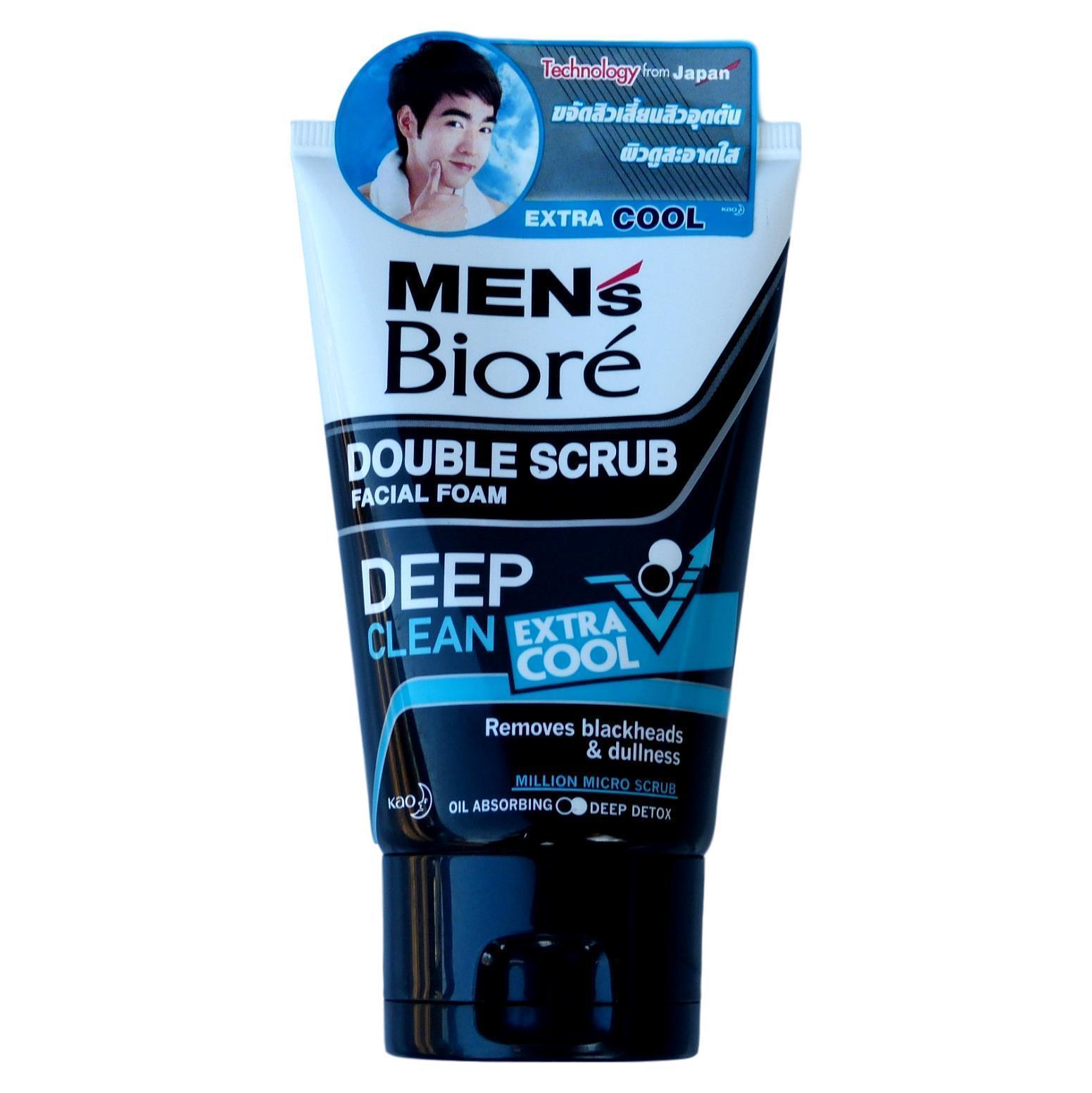 Men's Biore Double Scrub Deep Clean Extra Cool Facial Foam 100g - Asian Beauty Supply